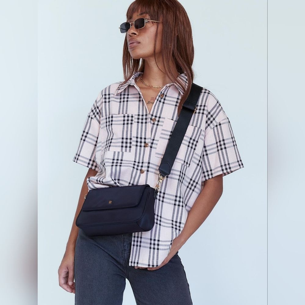 Princess Polly Y2K Grunge Punk Size M/L Pink Plaid Button-Up Shirt‎ With Pockets